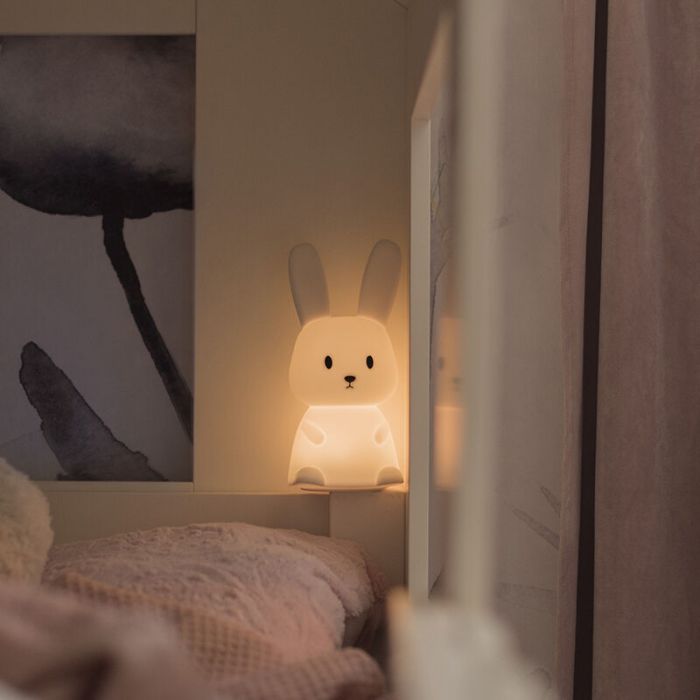 Plast nattlampa barn vit, Bunny, 0,5W, RGBW LED, med brytare