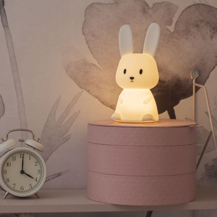 Plast nattlampa barn vit, Bunny, 0,5W, RGBW LED, med brytare