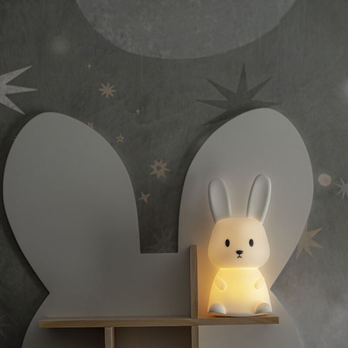Plast nattlampa barn vit, Bunny, 0,5W, RGBW LED, med brytare