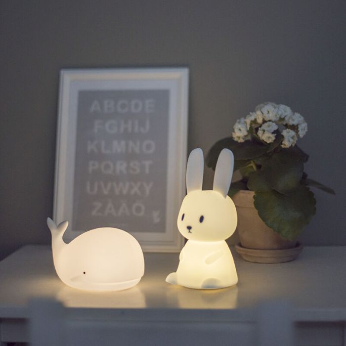 Plast nattlampa barn vit, Bunny, 0,5W, RGBW LED, med brytare