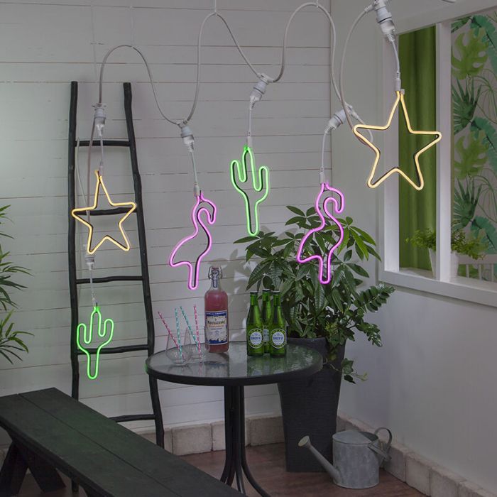 Plast lampa till ljusslinga grön, Cactus, IP44