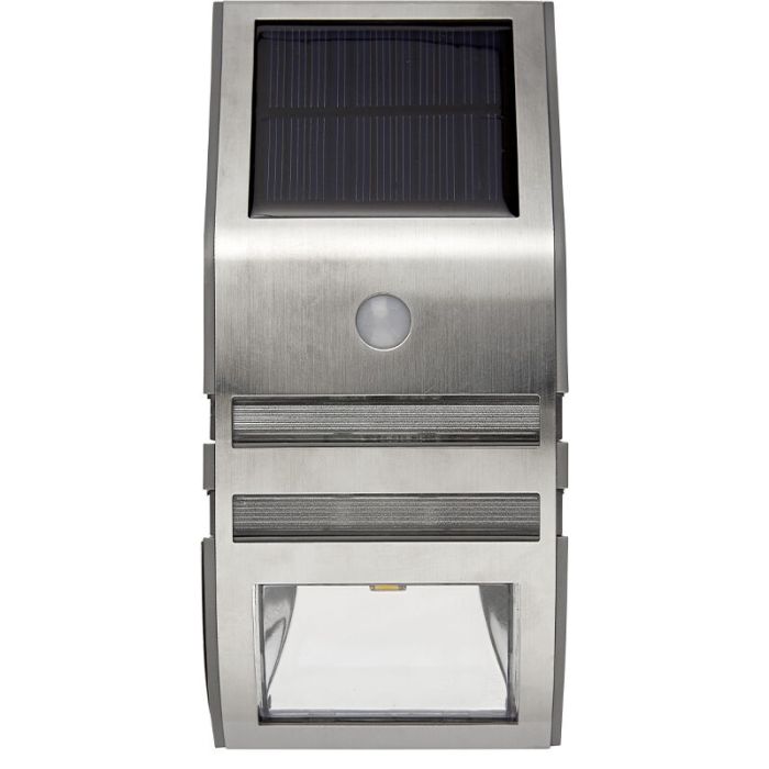 Aluminium utomhus vägglampa solcell silver, Alistair, 0,04W, 3000K LED, IP44