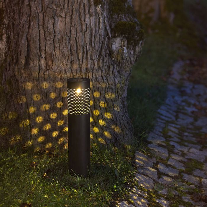 Aluminium solcellslampa markspjut svart, Adela, 0,064W, 3000K LED, IP44