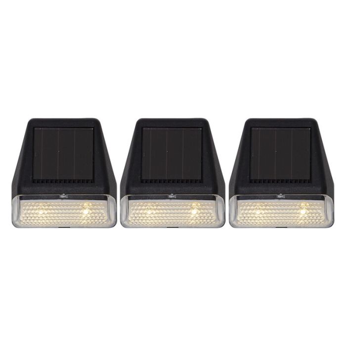 3-pack solcellsvägglampor Ammar, svart, med skymningssensor