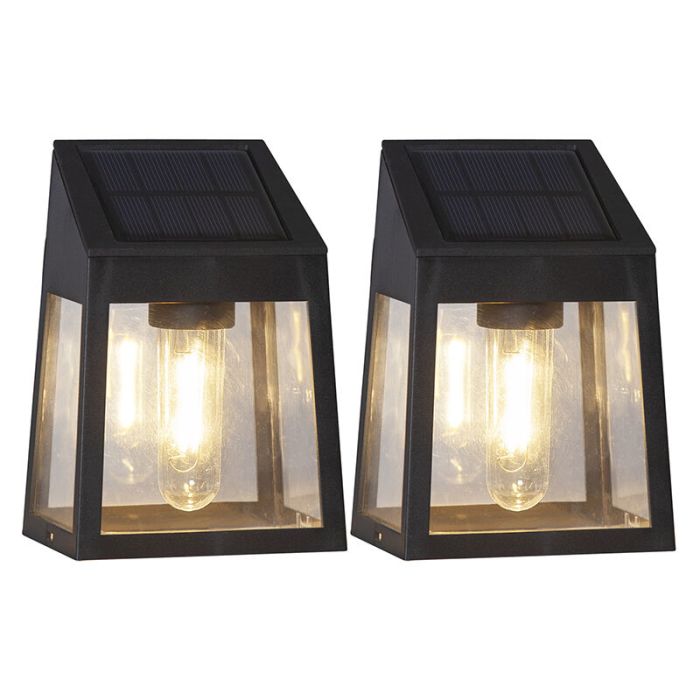 2-pack moderna solcellslampor Amro, svart