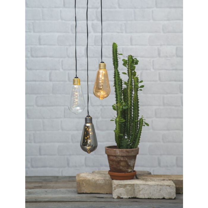 Rökglas Edison lampa, på batteri