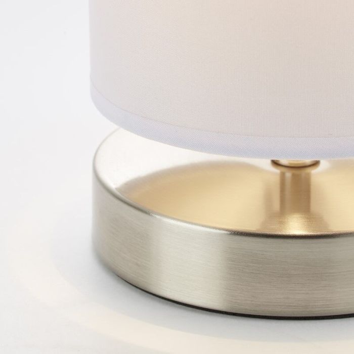 Tyg bordslampa vit, Merinde, med brytare