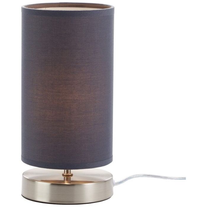 Tyg bordslampa grå, Merinde, med brytare