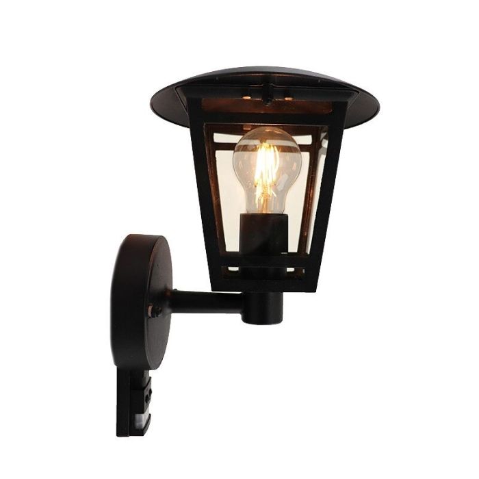 Modern utomhus vägglampa med rörelsesensor svart, Jedidjah, IP44