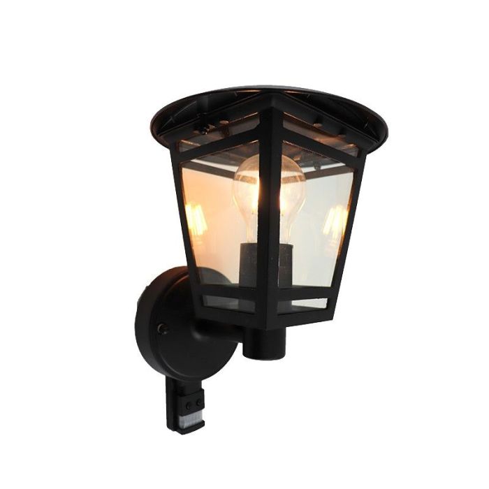 Modern utomhus vägglampa med rörelsesensor svart, Jedidjah, IP44