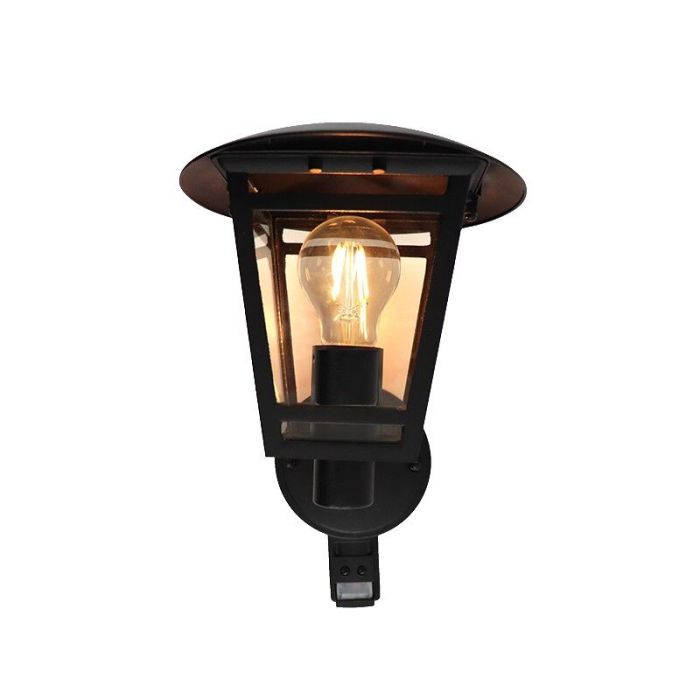 Modern utomhus vägglampa med rörelsesensor svart, Jedidjah, IP44
