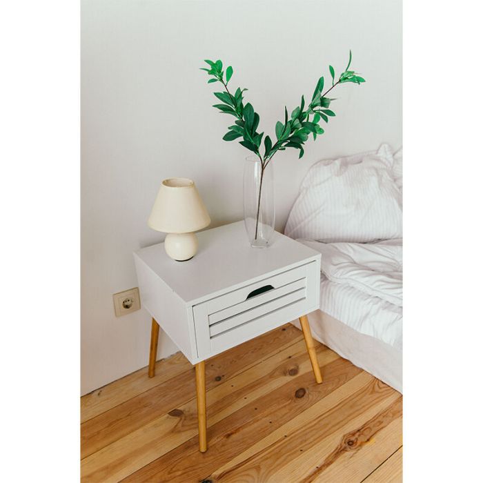 Keramik bordslampa beige, Pilar, med brytare