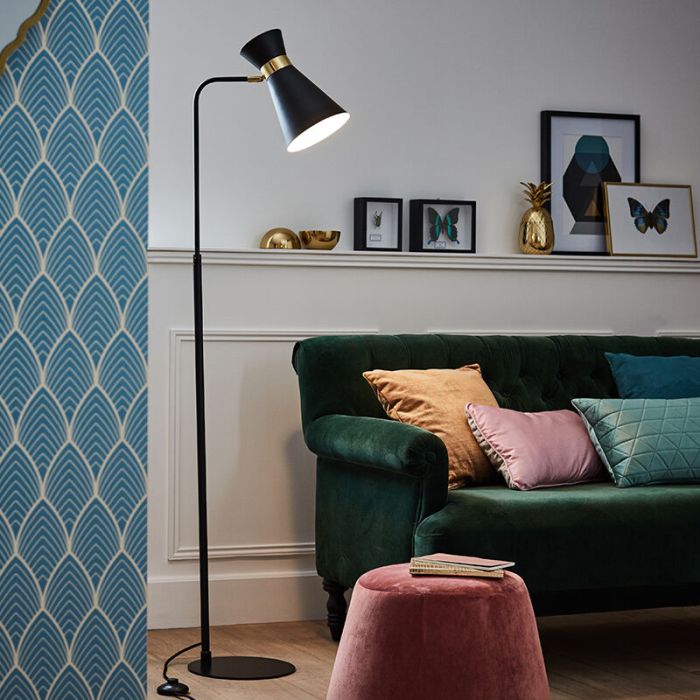 Modern golvlampa guld, Albane, med brytare