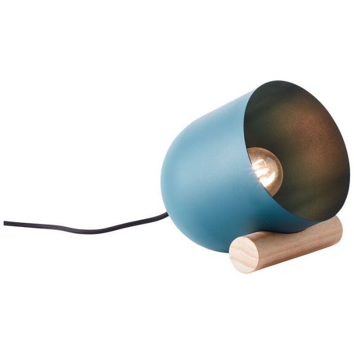 Trä bordslampa blå, Riaz, med brytare