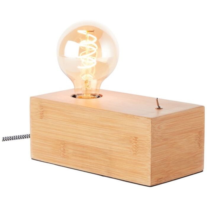 Trä bordslampa brun, Jacobine, med brytare