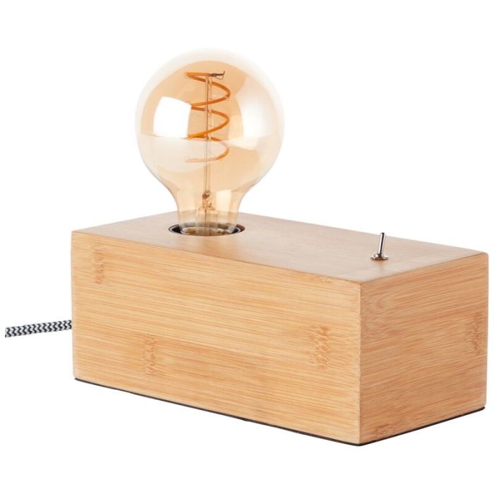 Trä bordslampa brun, Jacobine, med brytare