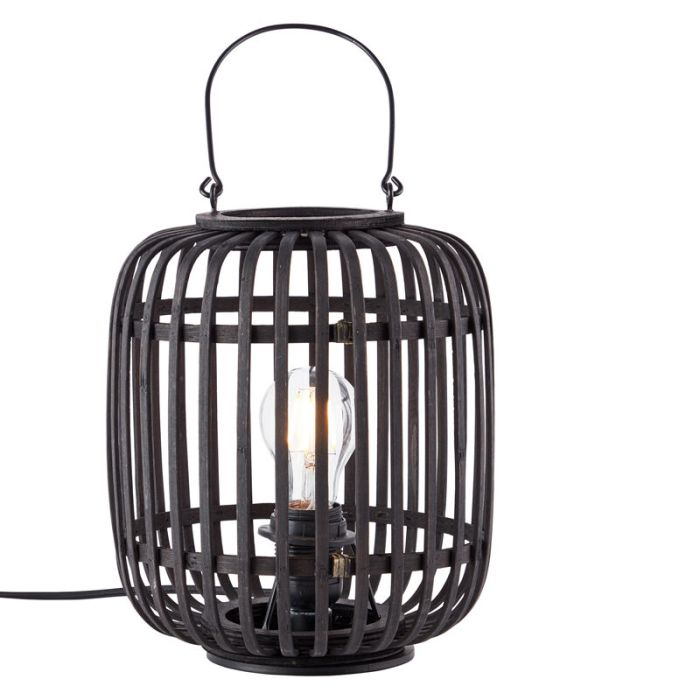 Trä bordslampa svart, Brain