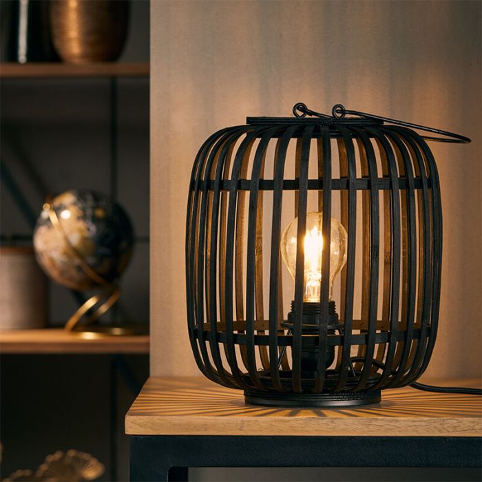 Trä bordslampa svart, Brain