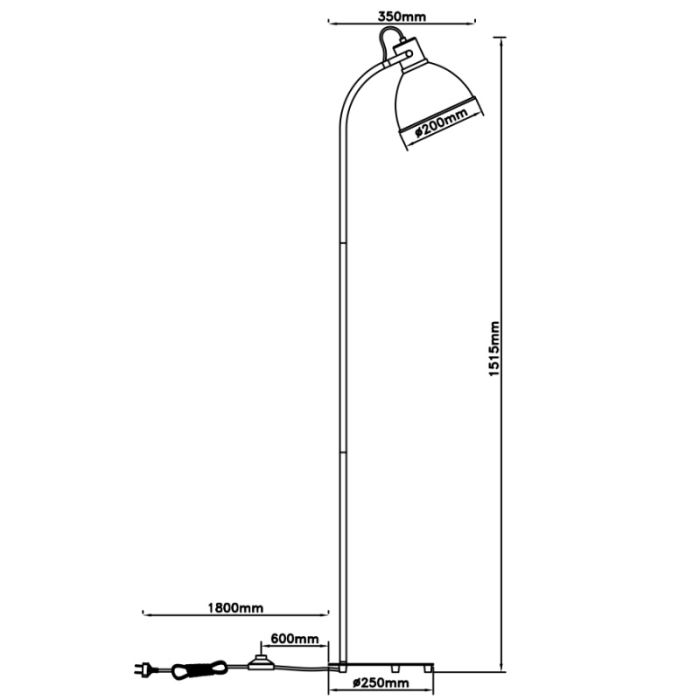 Rustik golvlampa rosa, Thalina, med brytare