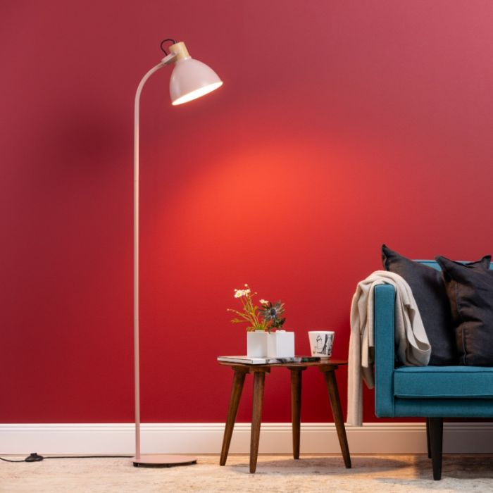 Rustik golvlampa rosa, Thalina, med brytare
