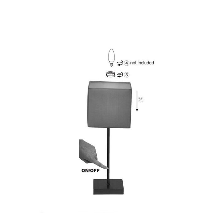 Tyg bordslampa antracit, Marinda, med brytare