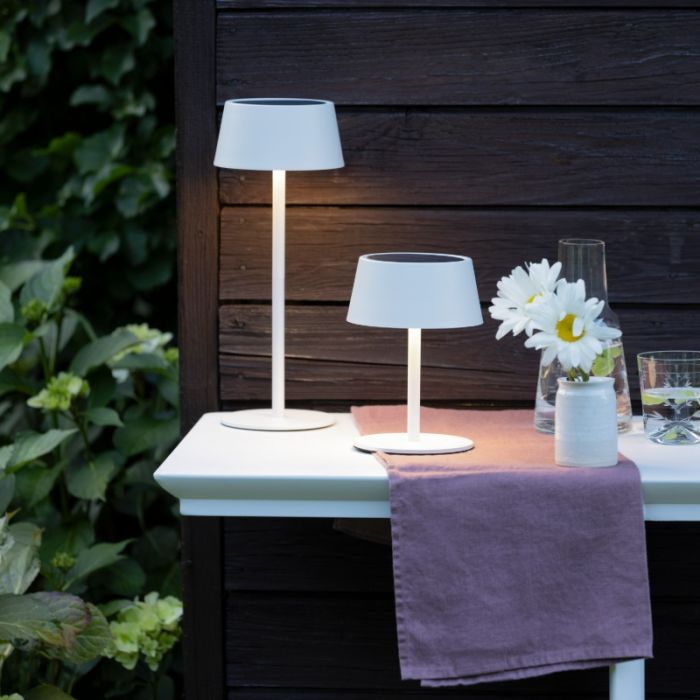 Modern utomhus vägglampa solcell vit, Soumaya, 4W, 3000K LED, IP44, 3 stegs dimmer