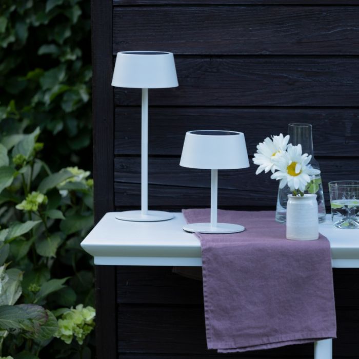 Modern utomhus vägglampa solcell vit, Soumaya, 4W, 3000K LED, IP44, 3 stegs dimmer