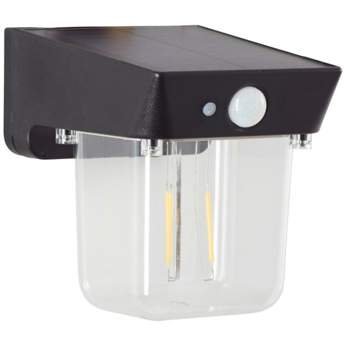 Modern utomhus vägglampa solcell svart, Steijn, 2W, 2700K LED, IP44