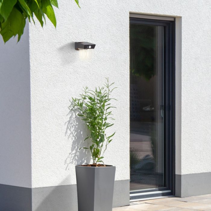 Modern utomhus vägglampa solcell svart, Steijn, 2W, 2700K LED, IP44