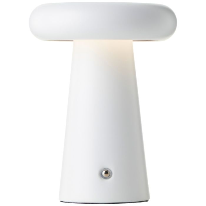 Modern uppladdningsbar utomhusbordslampa vit, Stig, 3W, 3000K LED, IP44, 3 stegs dimmer