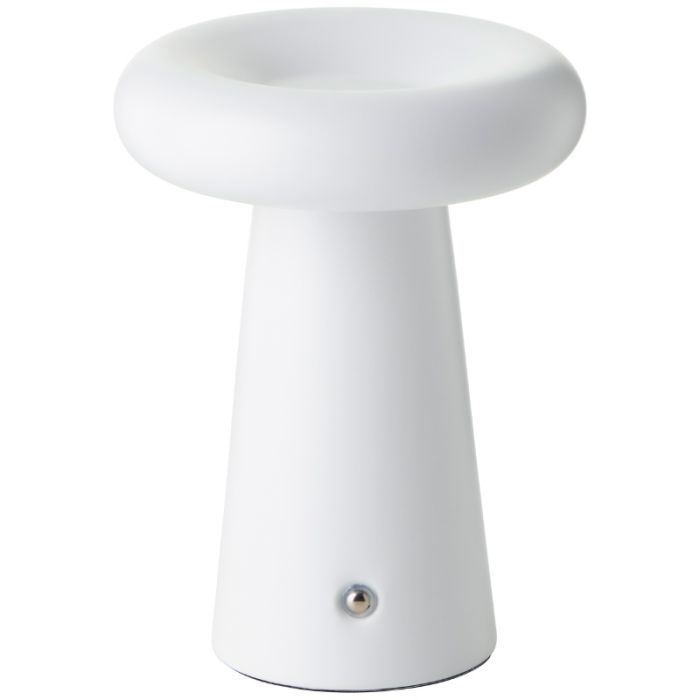 Modern uppladdningsbar utomhusbordslampa vit, Stig, 3W, 3000K LED, IP44, 3 stegs dimmer