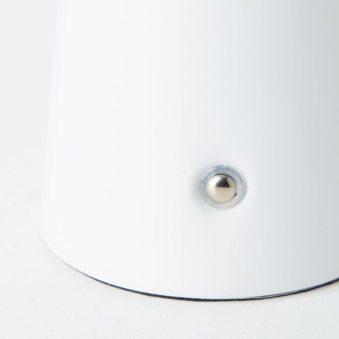 Modern uppladdningsbar utomhusbordslampa vit, Stig, 3W, 3000K LED, IP44, 3 stegs dimmer