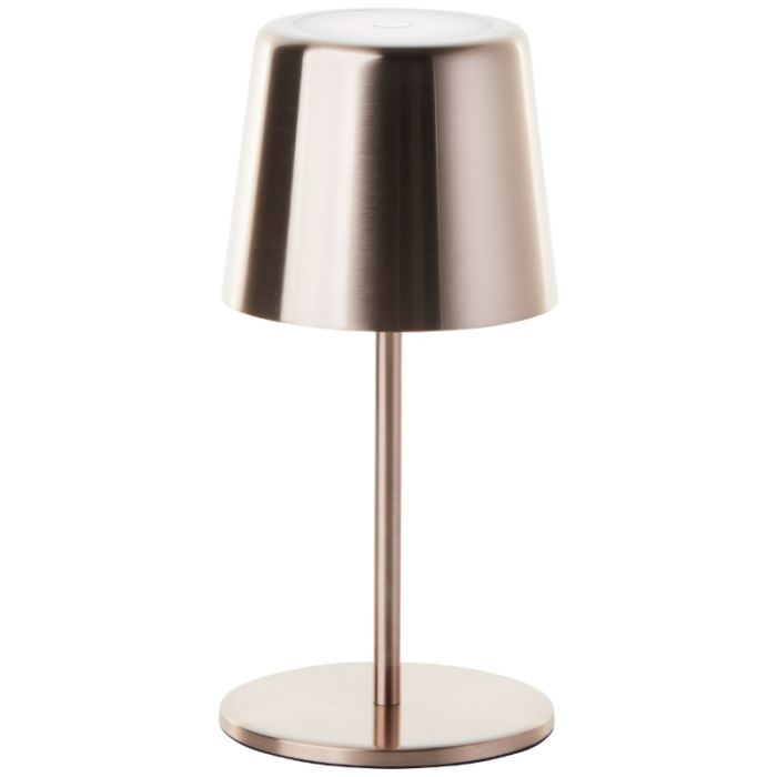 Modern uppladdningsbar utomhusbordslampa koppar, Skander, 4W, varm till kall vit justerbar LED, IP44, med beröringsdimmer