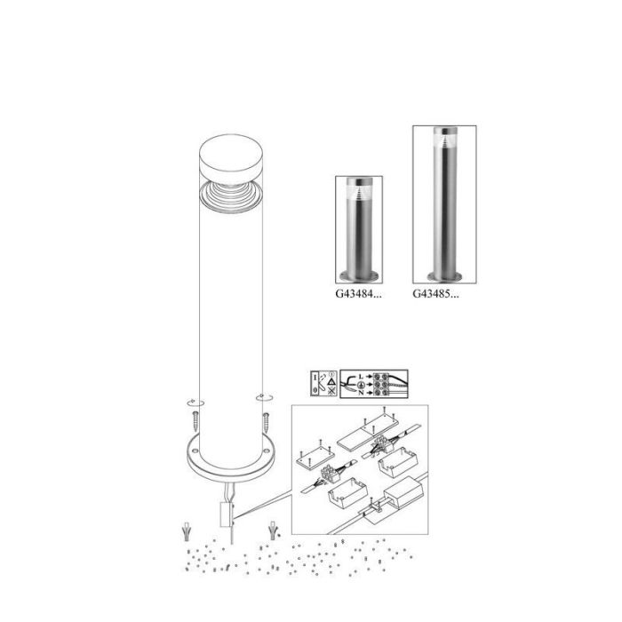 Plast utelampa krom, Samuel, 1W, 6500K LED, IP44