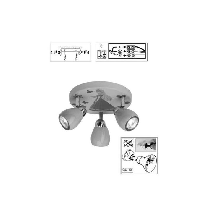 Metall takspotlight barn rosa, Rinze, 2,5W, 3000K LED