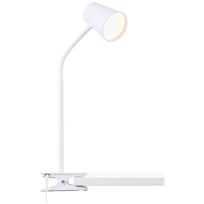Plast klämlampa vit, Musab, 7W, 3000K LED, 3 stegs dimmer