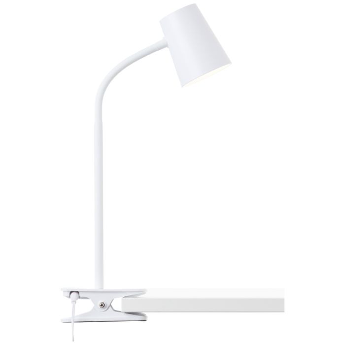 Plast klämlampa vit, Musab, 7W, 3000K LED, 3 stegs dimmer