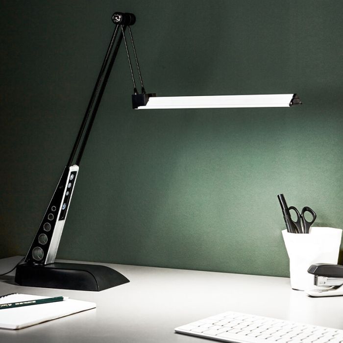 Design skrivbordslampa krom, Leyana, 1W, 5000K LED, med beröringsdimmer