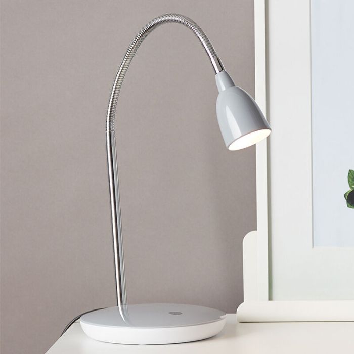 Plast skrivbordslampa grå, Kit, 3W, 3000K LED, med brytare