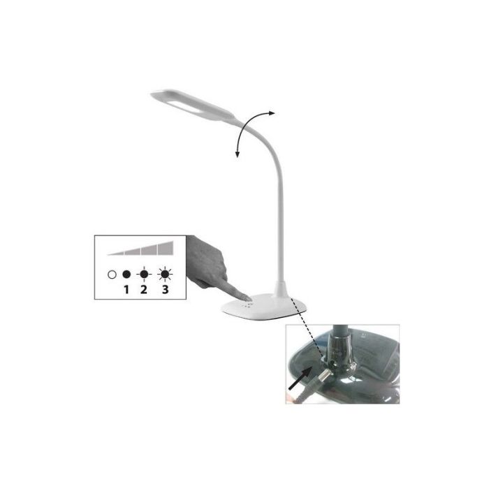 Plast skrivbordslampa svart, Jenoah, 5W, 6000K LED, med beröringsdimmer