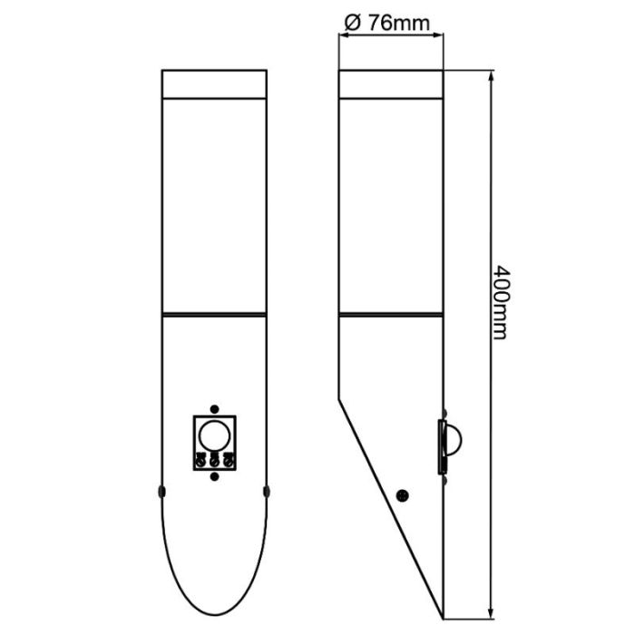 Metall utomhus vägglampa med rörelsesensor svart, Meis, IP44