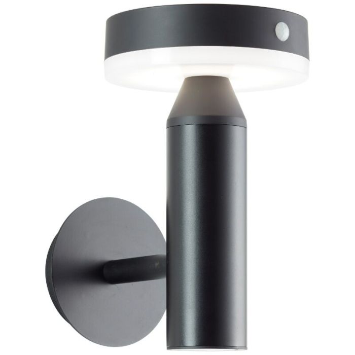 Metall utomhus vägglampa solcell svart, Kubilay, 3W, 4000K LED, IP44