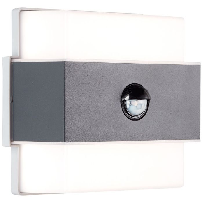 Modern utomhus vägglampa med rörelsesensor antracit, Birol, 7,5W, 4000K LED, IP44