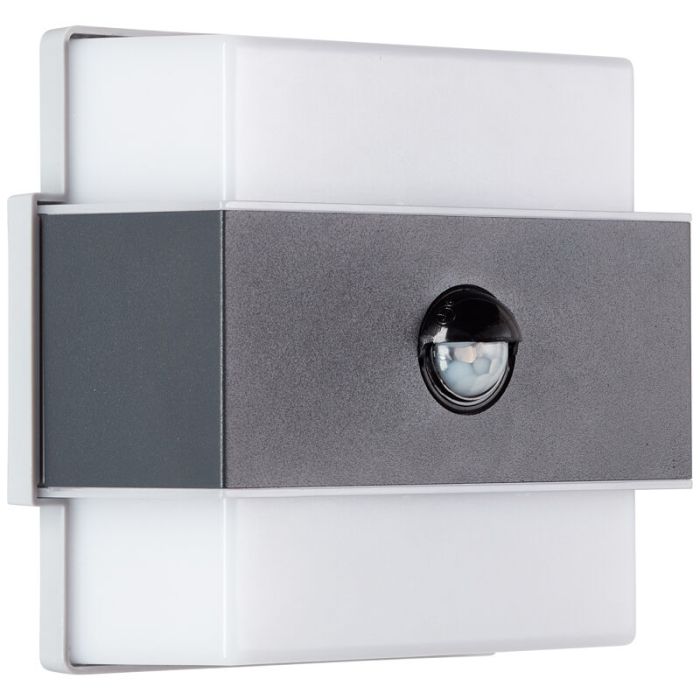 Modern utomhus vägglampa med rörelsesensor antracit, Birol, 7,5W, 4000K LED, IP44