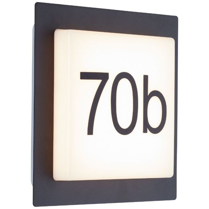 Aluminium husnummer lampa svart, Nurcan, 9W, 3000K LED, IP44