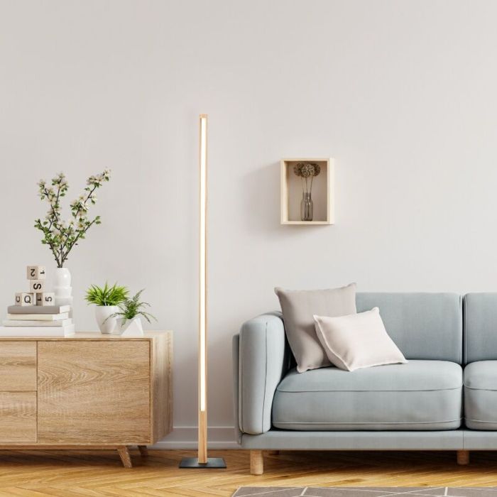 Rustik läslampa golv brun, Renuka, 12W, 3000K LED, med brytare