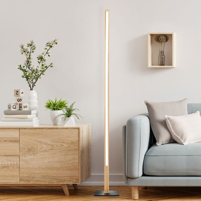 Rustik läslampa golv brun, Renuka, 12W, 3000K LED, med brytare
