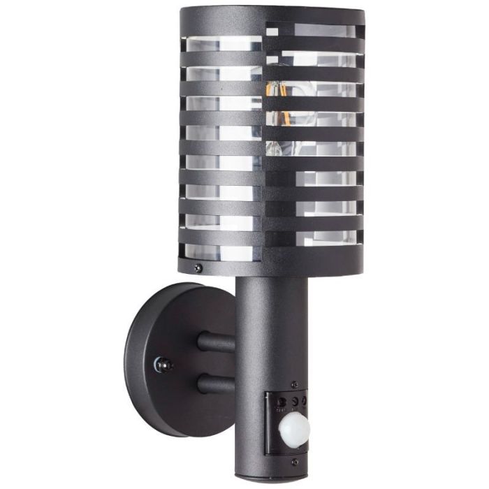Modern utomhus vägglampa med rörelsesensor svart, Veysel, IP44