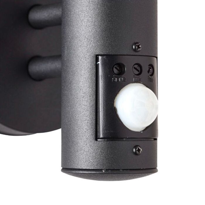 Modern utomhus vägglampa med rörelsesensor svart, Veysel, IP44
