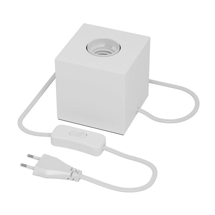Vit bordslampa utan skärm modern, Loana, med brytare